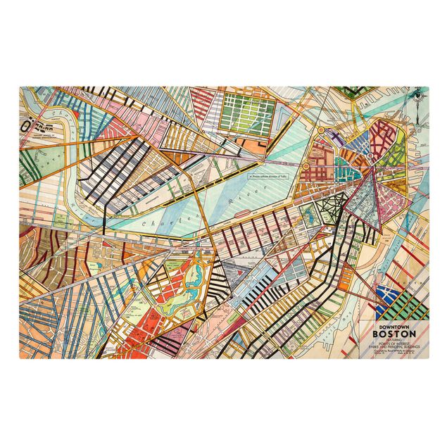 Stampe Mappa moderna di Boston