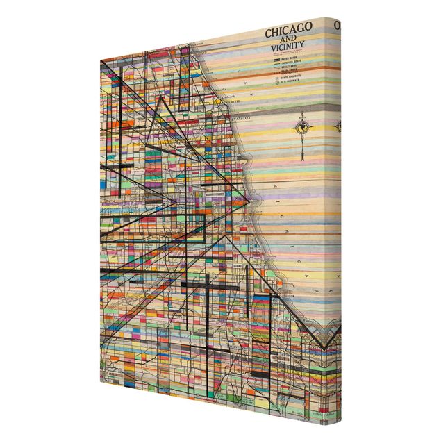 Stampa su tela Mappa moderna di Chicago