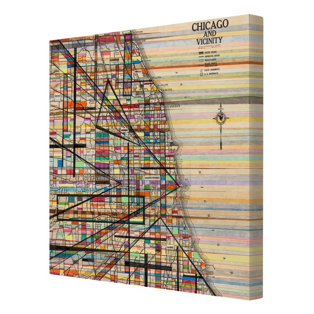Stampe su tela Mappa moderna di Chicago