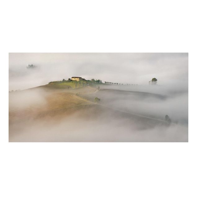 Quadri su tela paesaggio Nebbia mattutina in Toscana