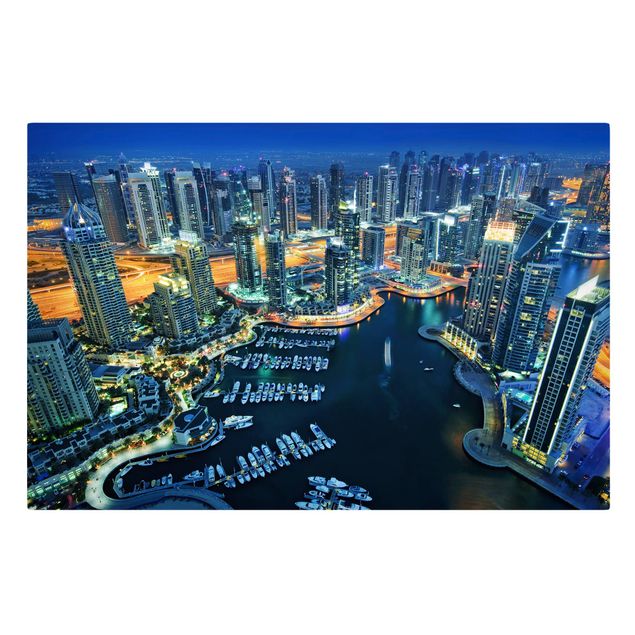 Quadro città Dubai Marina di notte