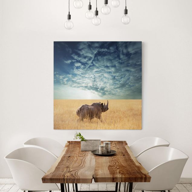 Quadri con paesaggio Rinoceronte nella savana
