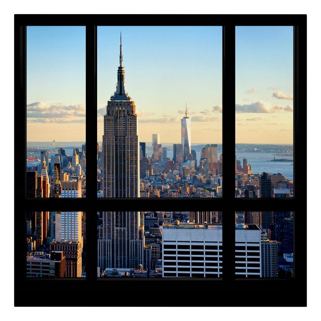 Quadro città Finestra di New York vista sull'Empire State Building