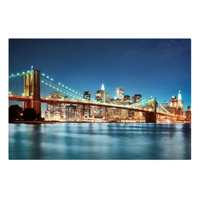 Quadri tridimensionali Ponte di Manhattan di notte