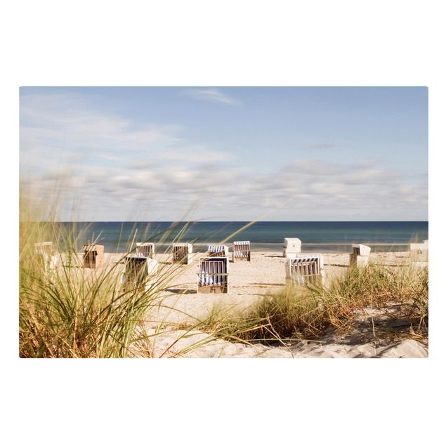 Quadro spiaggia Mar Baltico e cestini da spiaggia
