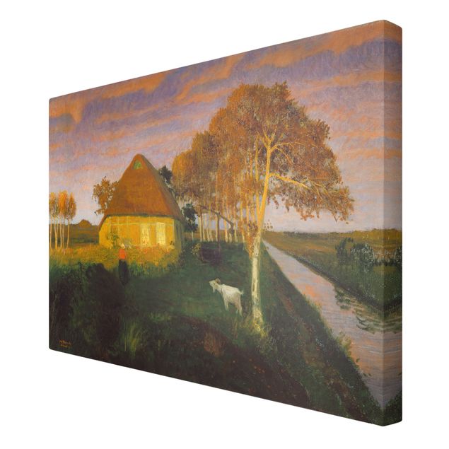 Riproduzione quadri famosi Otto Modersohn - Casetta nella brughiera al sole della sera