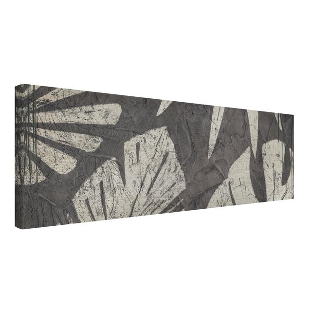 Quadri grigi Sfondo grigio scuro con foglie di palma