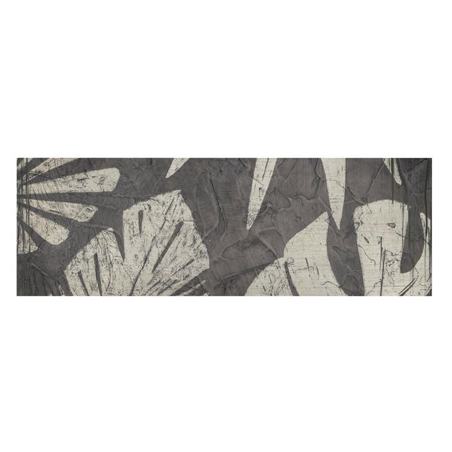Stampe Sfondo grigio scuro con foglie di palma