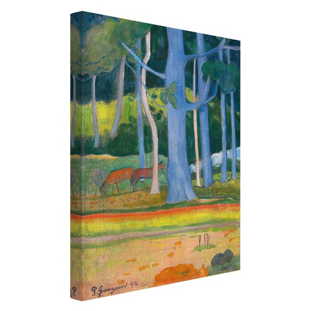 Stile di pittura Paul Gauguin - Paesaggio con tronchi d'albero blu