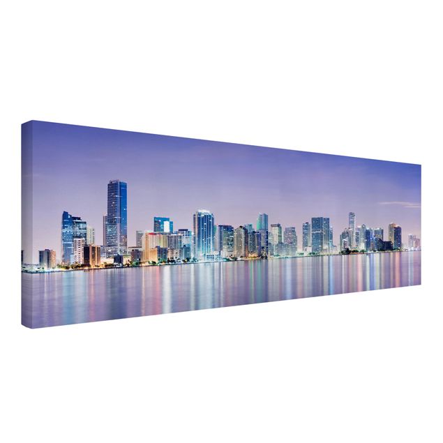 Quadri su tela con architettura e skylines Viola Miami Beach