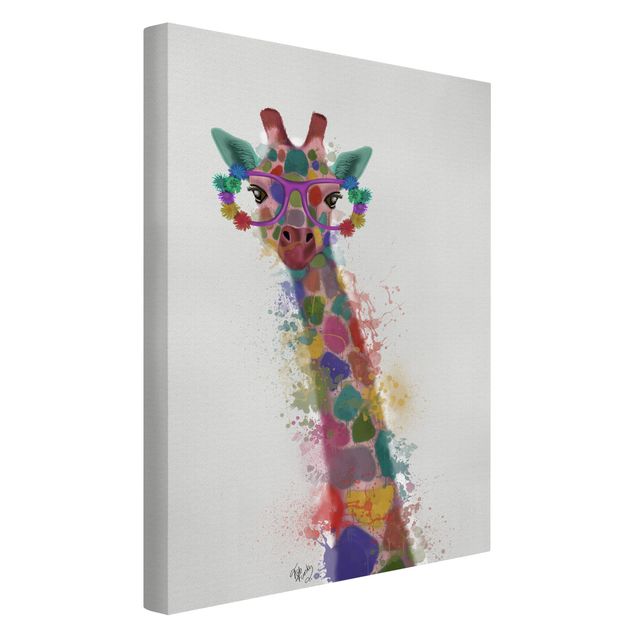 Quadro moderno Giraffa con schizzi arcobaleno
