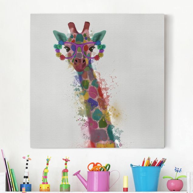 Decorazioni camera bambini Giraffa con schizzi arcobaleno