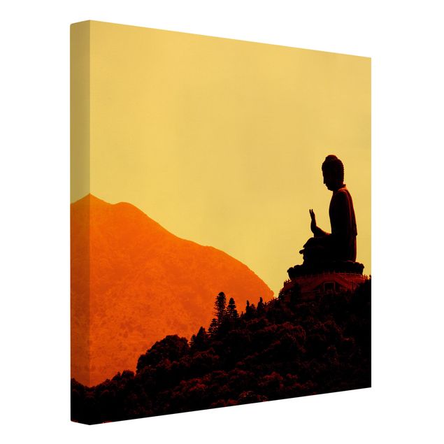 Quadro arancione Buddha a riposo