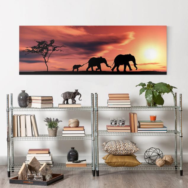 Quadro Africa Famiglia di elefanti della Savana