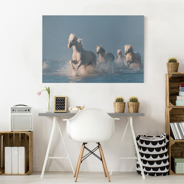 Quadri moderni   Mandria di cavalli bianchi