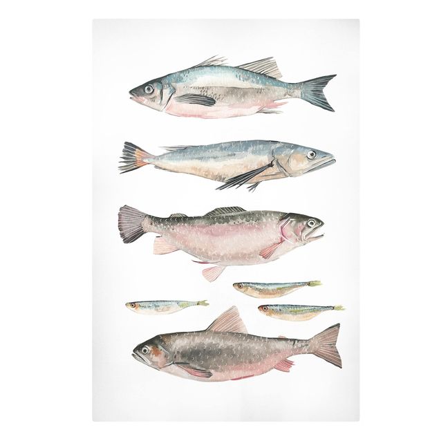 Quadri su tela animali Sette pesci in acquerello I