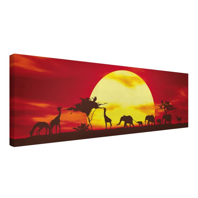 Quadri su tela con giraffe Sunset Caravan