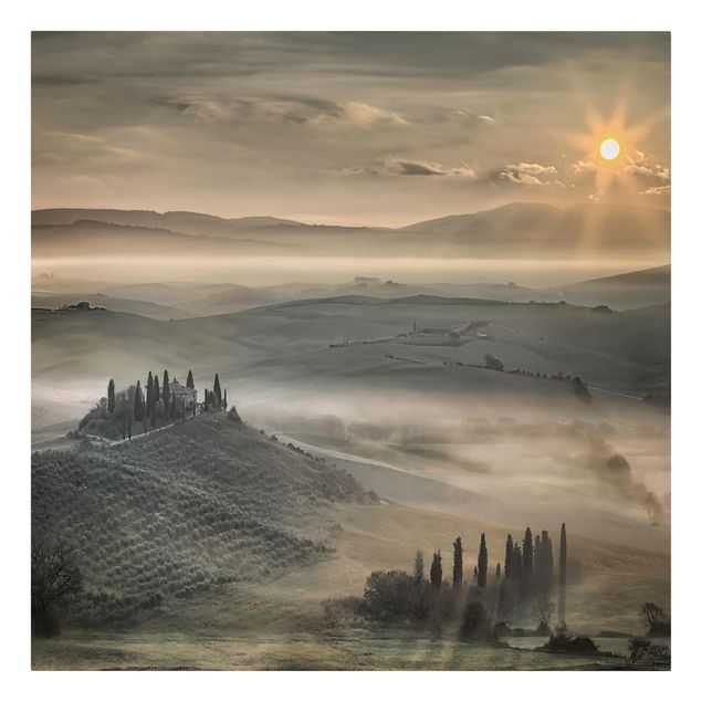 Stampe su tela paesaggio Toscana al mattino