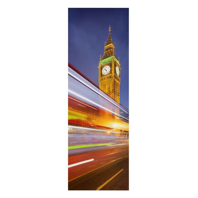 Stampe su tela città Traffico a Londra al Big Ben di notte