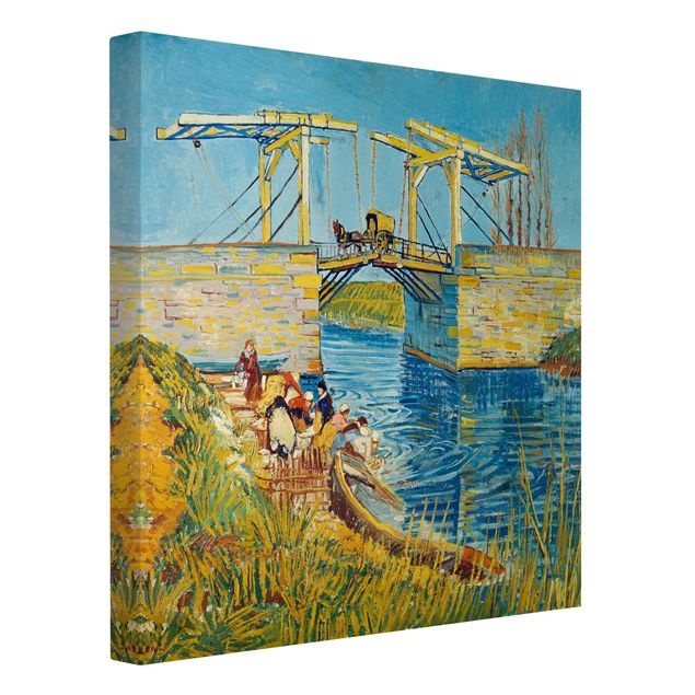 Quadri su tela con cavalli Vincent van Gogh - Il ponte levatoio di Arles con un gruppo di lavandaie