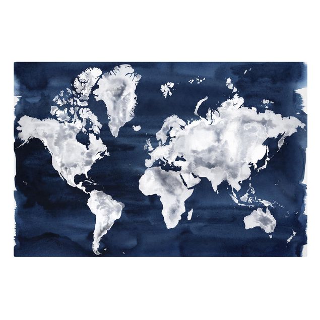 Stampe Mappa del mondo acquatico scuro