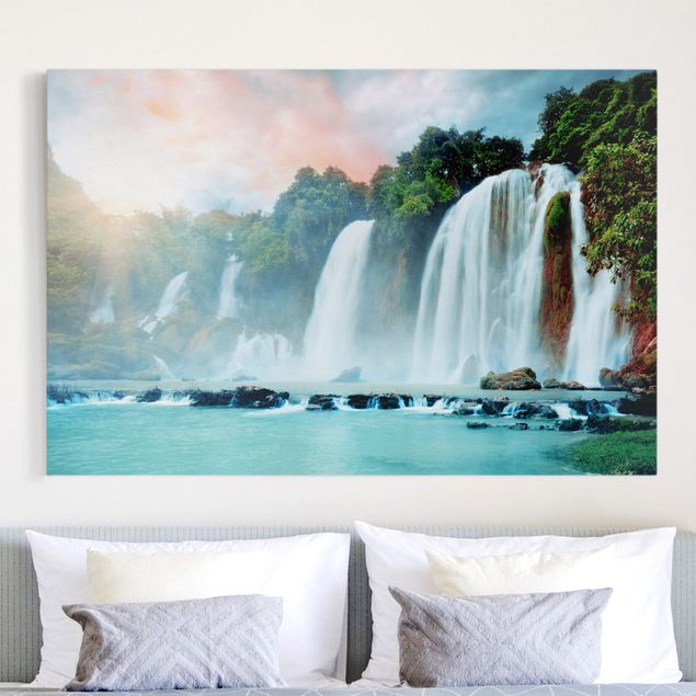 Quadri su tela con foresta Panorama delle cascate