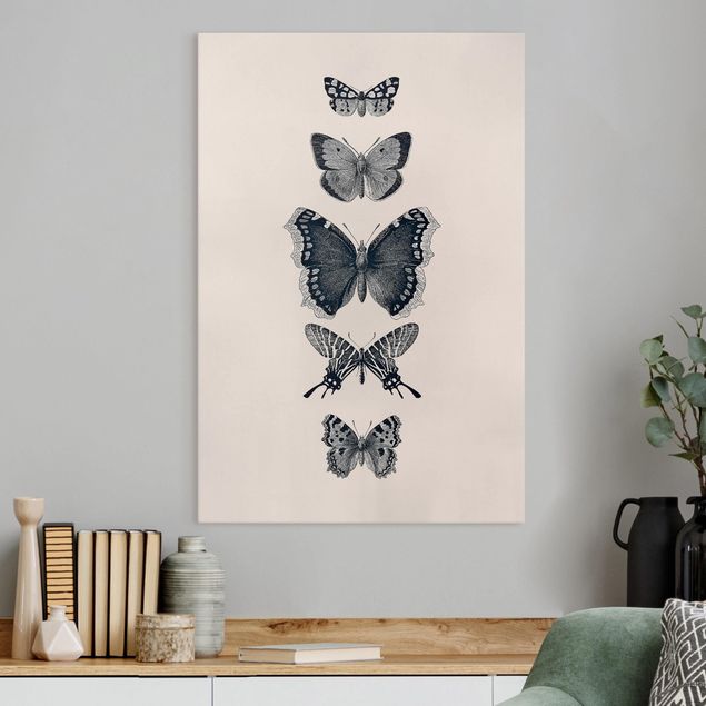 Quadri di farfalle Farfalle d'inchiostro su sfondo beige