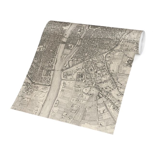 Carta da parati vintage Mappa vintage Paris