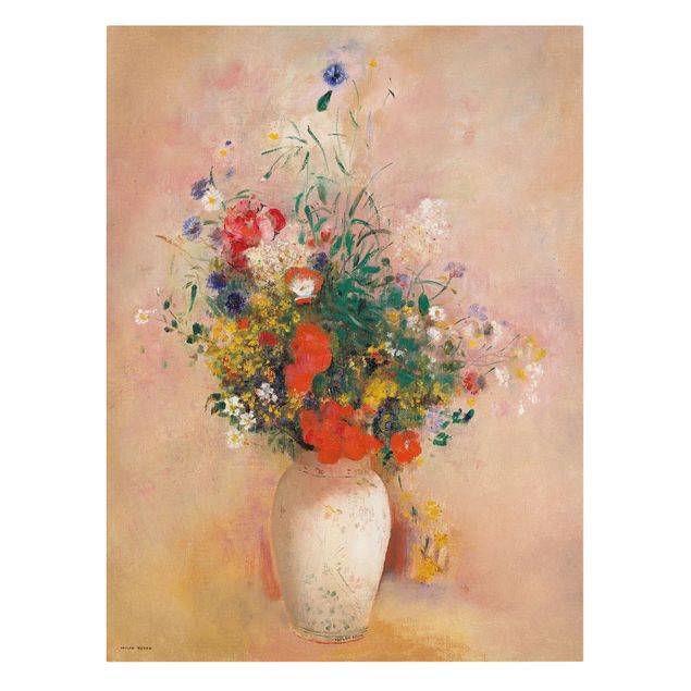Quadri fiori Odilon Redon - Vaso con fiori (sfondo rosato)