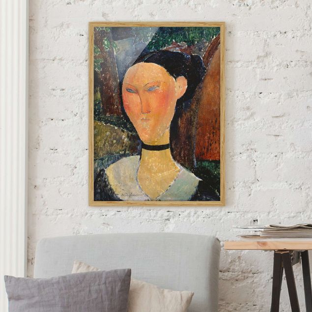 Stampe quadri famosi Amedeo Modigliani - Donna con fascia di velluto al collo