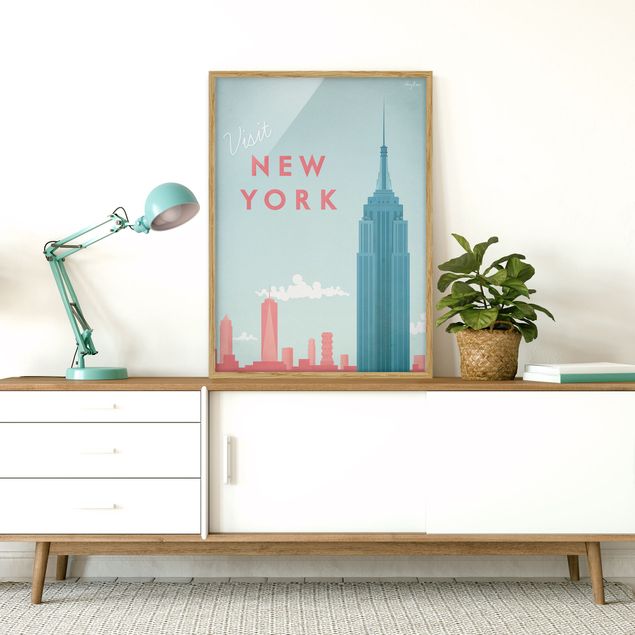Quadri con cornice architettura e skylines  Poster di viaggio - New York