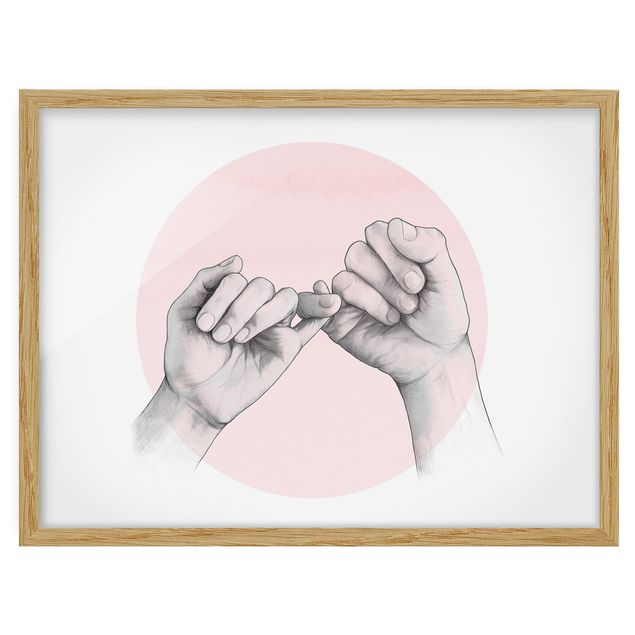 Quadro rosa Illustrazione - Mani Cerchio dell'Amicizia Rosa Bianco