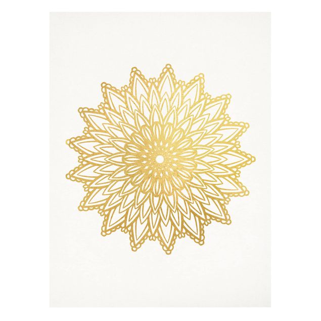 Quadri su tela Mandala Sole Illustrazione Oro Bianco