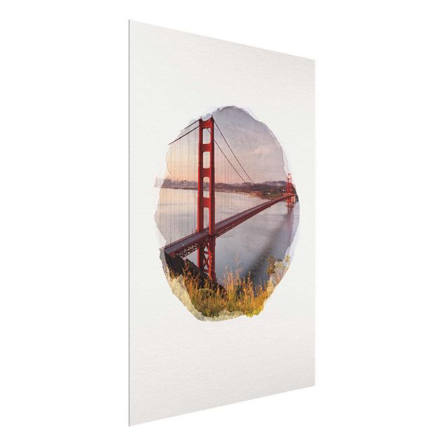 Quadri moderni per arredamento Acquerelli - Il ponte Golden Gate a San Francisco