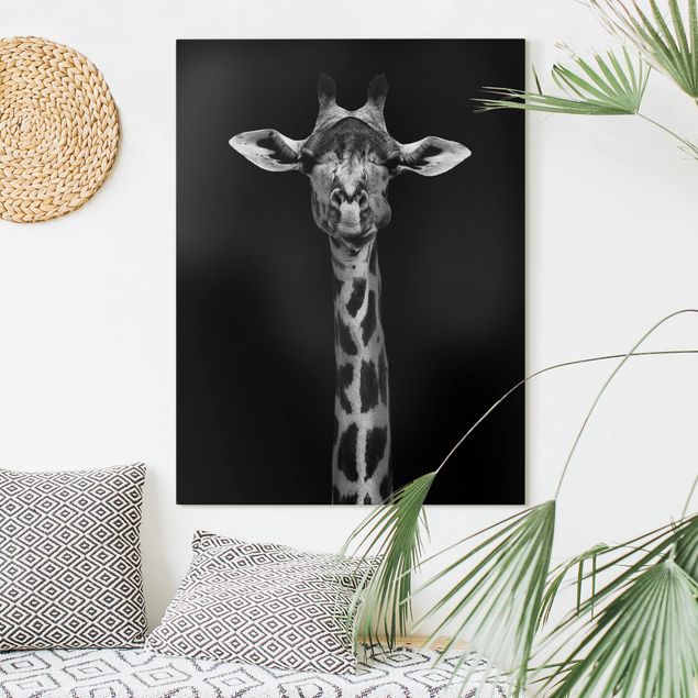 Quadri su tela con giraffe Ritratto di giraffa scura