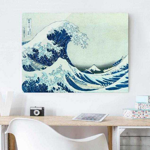 Quadri in vetro con paesaggio Katsushika Hokusai - La grande onda di Kanagawa