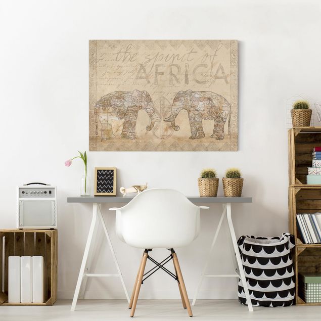 Quadri con elefanti Collage vintage - Spirito dell'Africa