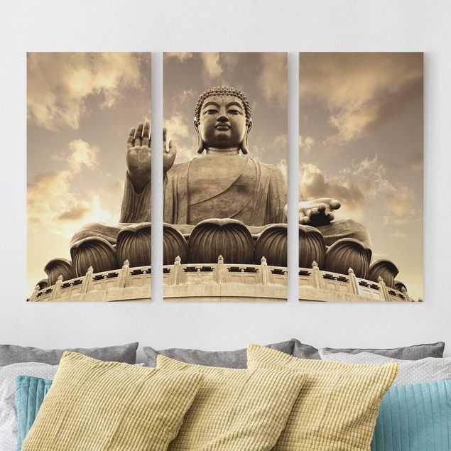 Quadri su tela componibili Grande Buddha in seppia