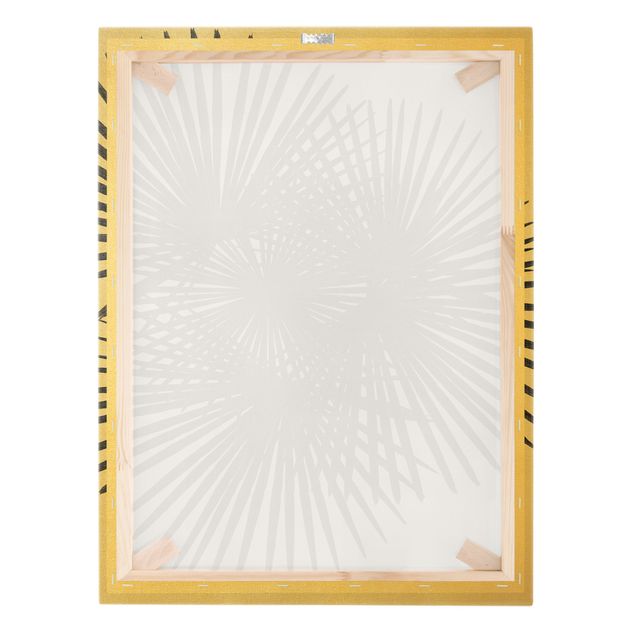 Quadro su tela oro - Foglie di palma in bianco e nero