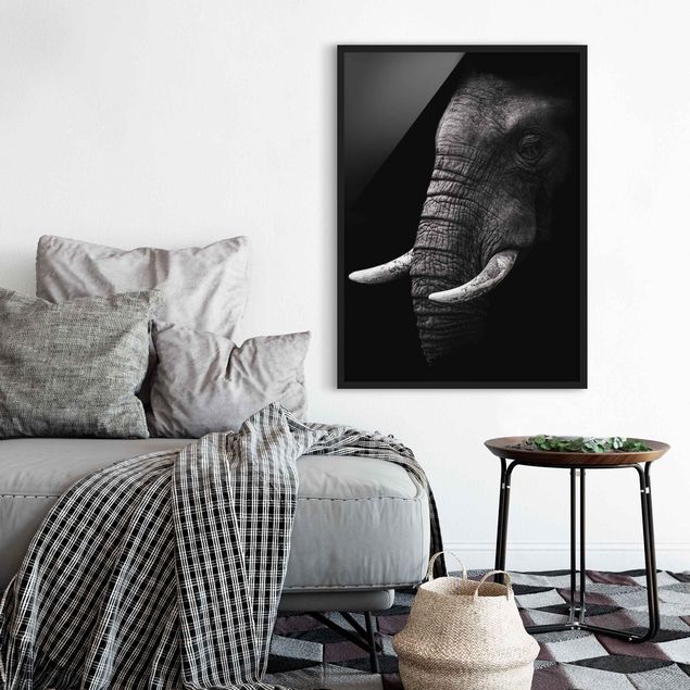 Quadri con elefanti Ritratto di elefante scuro