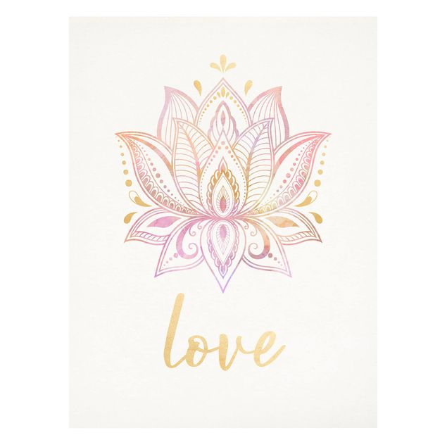 Stampa su tela Illustrazione di loto - Amore Oro Rosa Chiaro