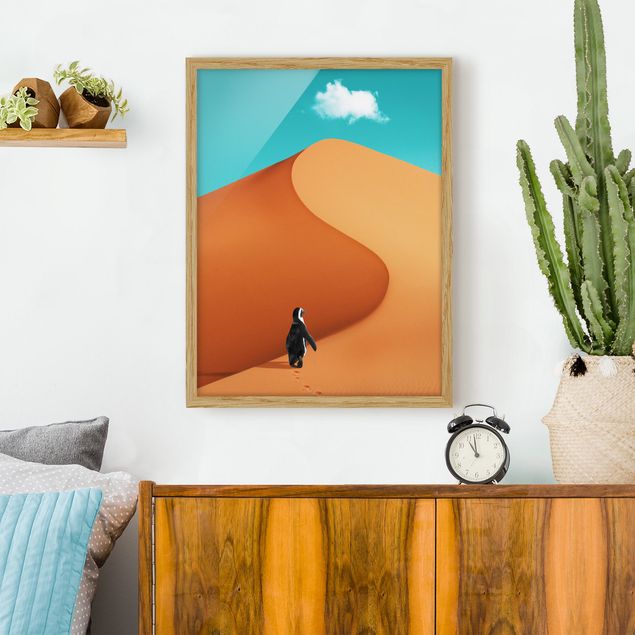 Quadri con paesaggio Deserto con pinguino