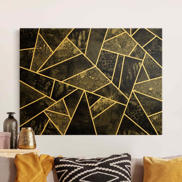 Riproduzioni su tela quadri famosi Geometria dorata - Triangoli grigi