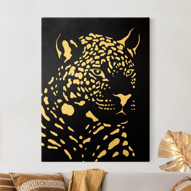 Quadro moderno Animali del Safari - Ritratto di leopardo nero