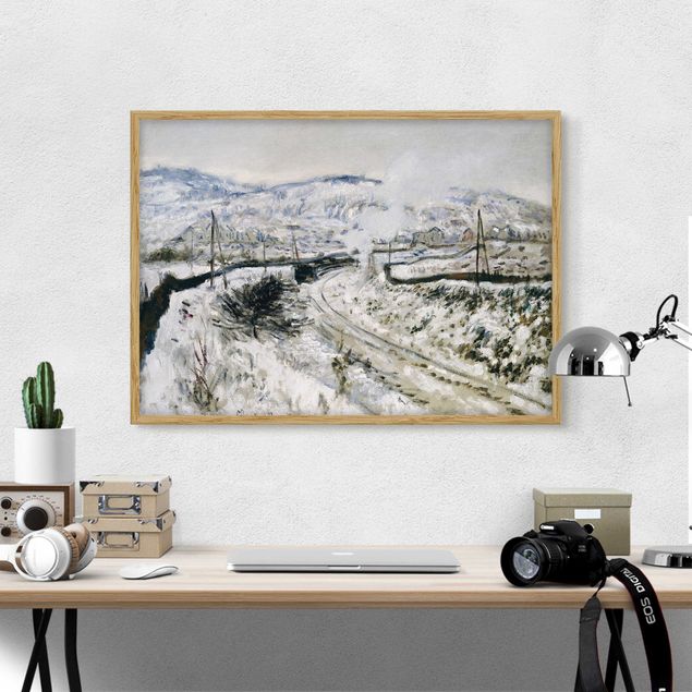 Quadri con paesaggio Claude Monet - Treno nella neve ad Argenteuil