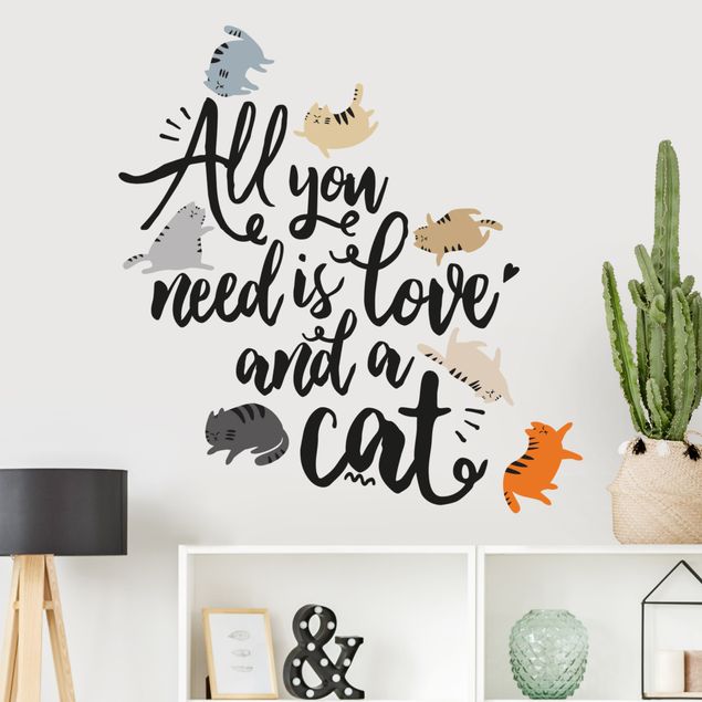 Frasi adesive per pareti All You Need Is Love And A Cat