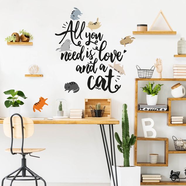 Autocolantes de parede amor All You Need Is Love And A Cat
