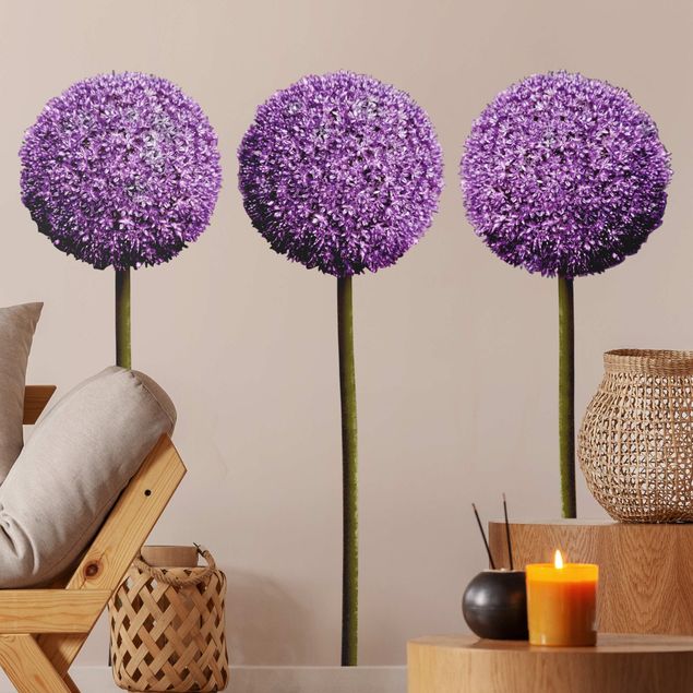 Fiori adesivi per pareti Set di 3 fiori di allium