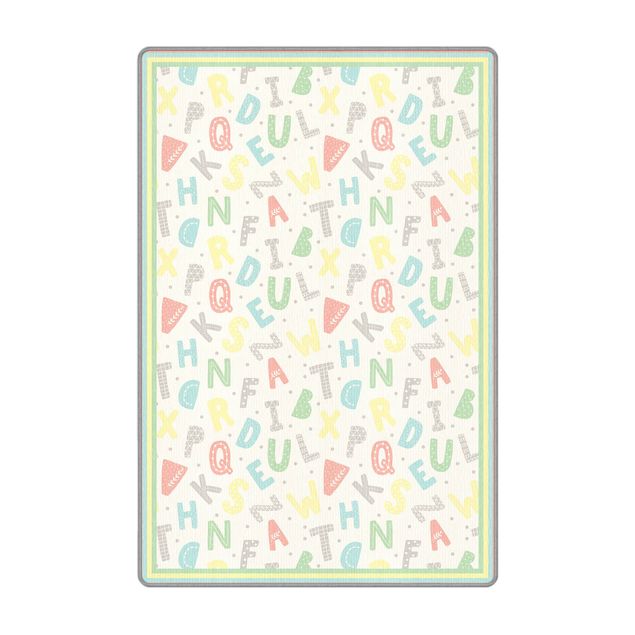 Tappeti  - Alfabeto in colori pastello con cornice