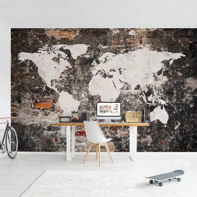 Carta da parati adesiva Vecchia mappa del mondo a parete